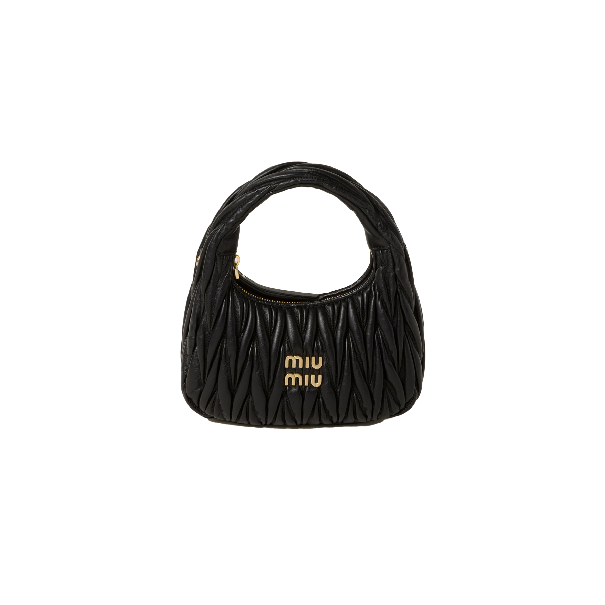 MIU MIU WANDER MATELASSÉ NAPPA LEATHER HOBO BAG 5BC125 (20*17*6cm)